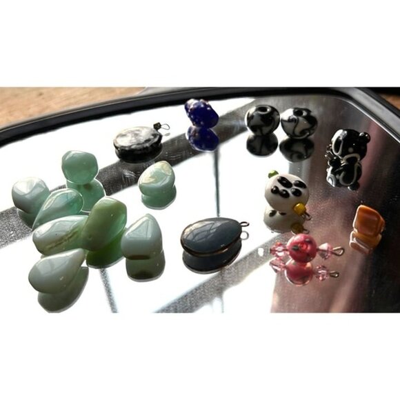 Bundle of 17 Assorted Beads for Crafting Jade Blue Floral Glass Beads Jewelry Be - Picture 8 of 9